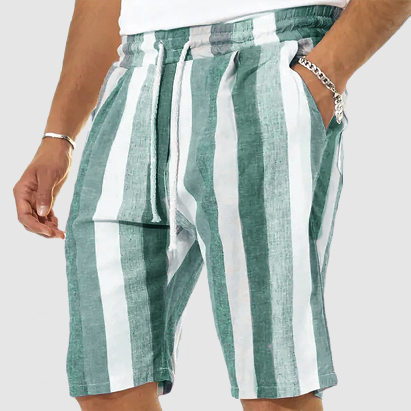Men's Vacation Striped Cotton Linen Shorts-Comfort & Reliable