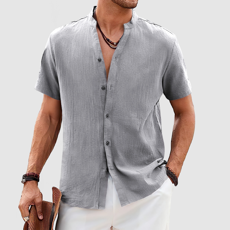 Men's Casual Daily Cotton Linen Short Sleeve Shirt-Comfort & Reliable