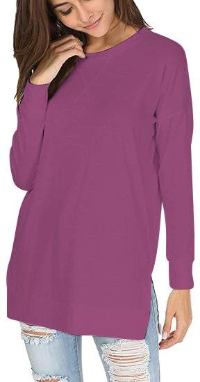 Round Neck Casual Solid Color Top-Comfort & Reliable