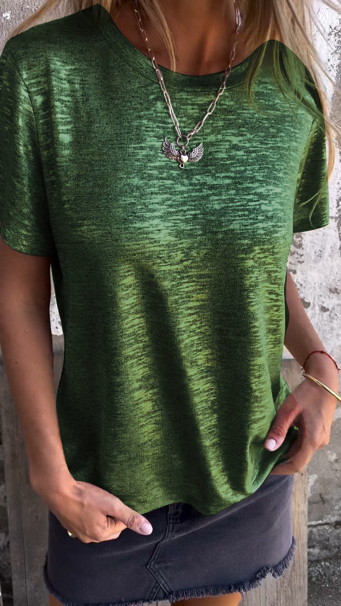 Hot Stamping Round Neck Short-sleeved T-shirt-Comfort & Reliable