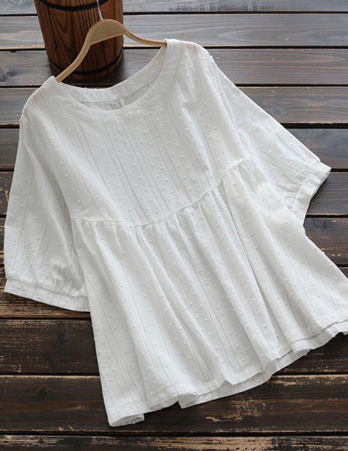 Women's Round Neck Pullover Casual Solid Color Short Sleeve T-shirt-Comfort & Reliable