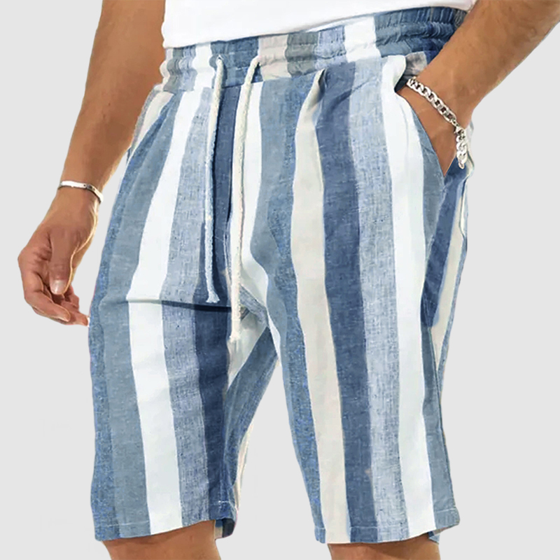 Men's Vacation Striped Cotton Linen Shorts-Comfort & Reliable