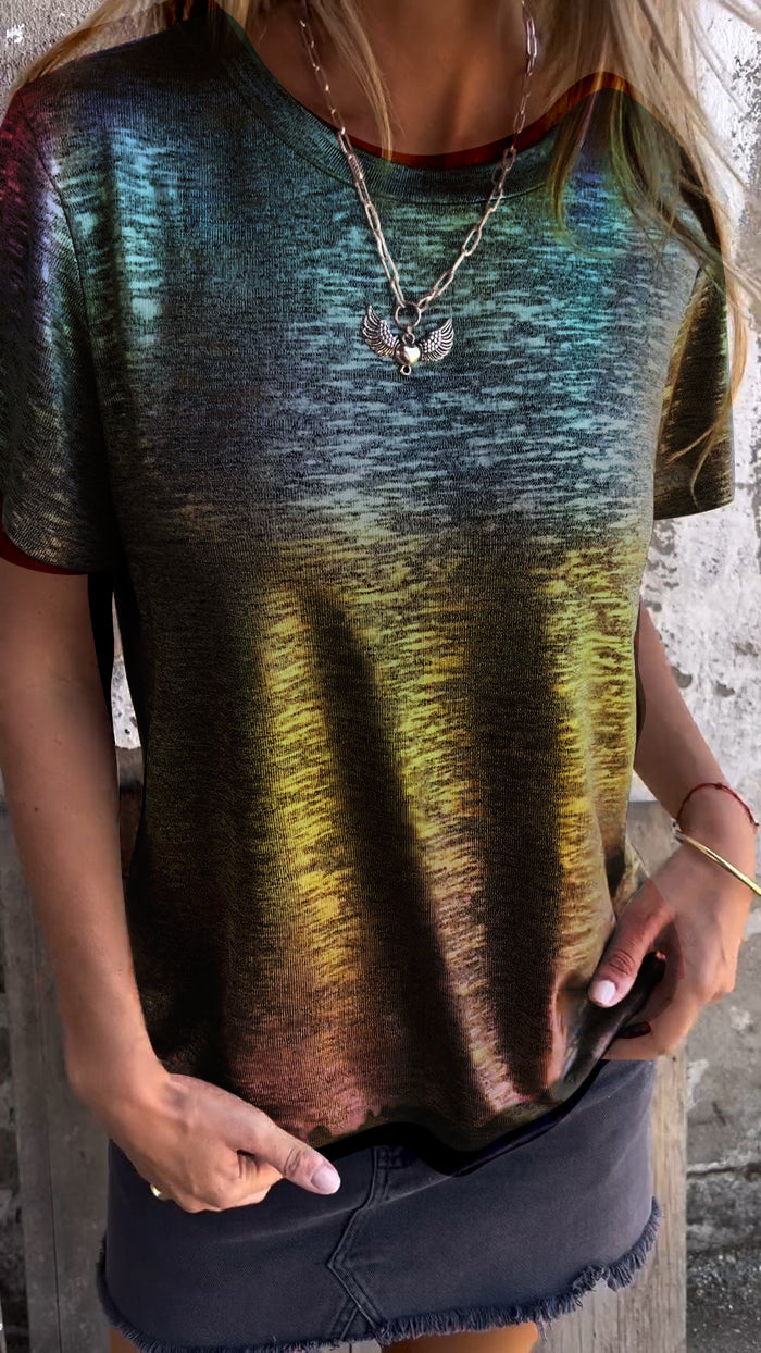 Hot Stamping Round Neck Short-sleeved T-shirt-Comfort & Reliable