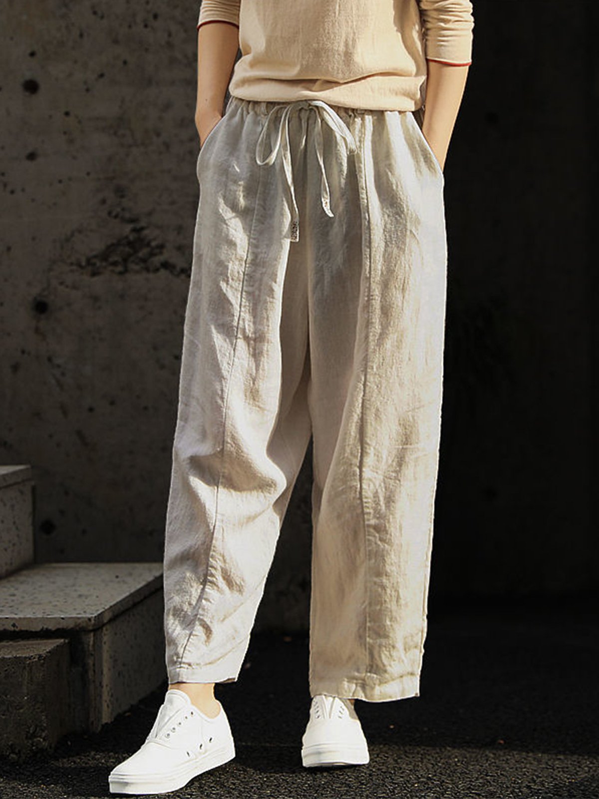 Women's Pure Color Elegant Casual Cotton Pants-Comfort & Reliable