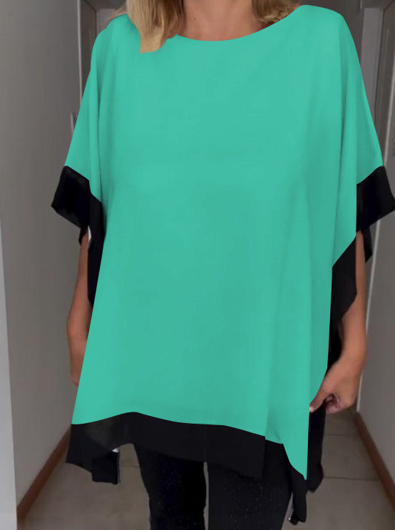 Contrast color patchwork casual top-Comfort & Reliable
