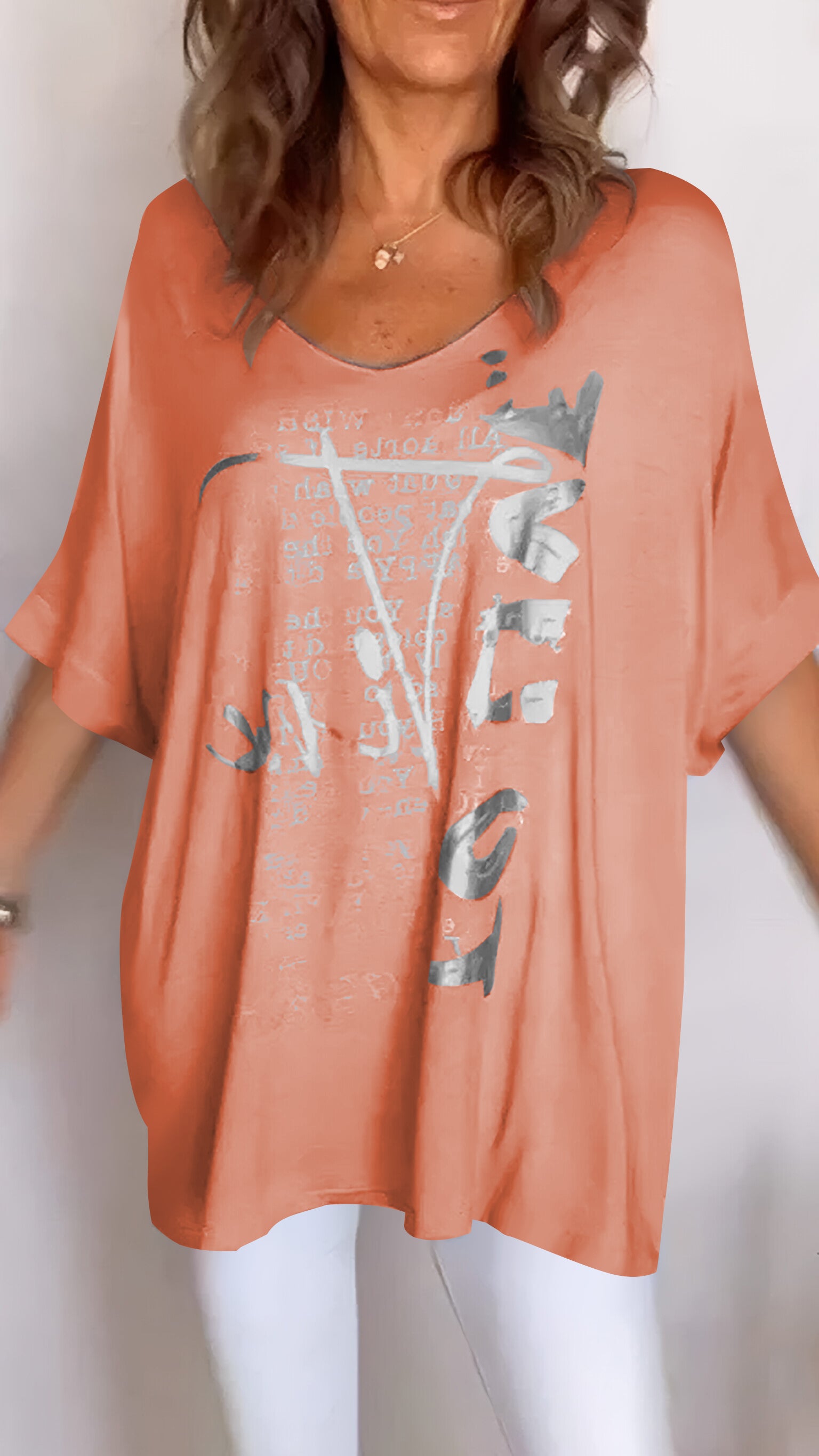 Women's V-neck Printed Mid-sleeve Casual Top-Comfort & Reliable