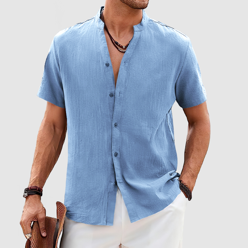 Men's Casual Daily Cotton Linen Short Sleeve Shirt-Comfort & Reliable