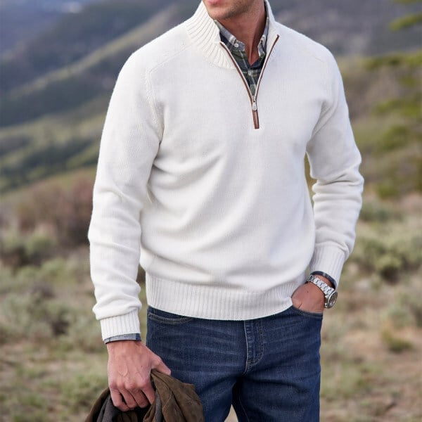 Men's Cashmere Zipper Basic Sweater-Comfort & Reliable