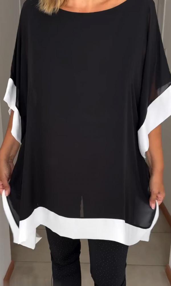Contrast color patchwork casual top-Comfort & Reliable