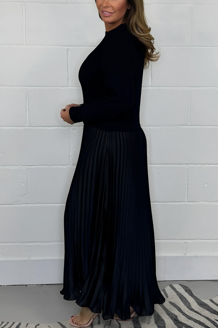 Women's solid color Long Sleeve Jumper & Pleated Bottom Dress-Comfort & Reliable