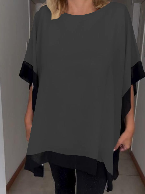 Contrast color patchwork casual top-Comfort & Reliable