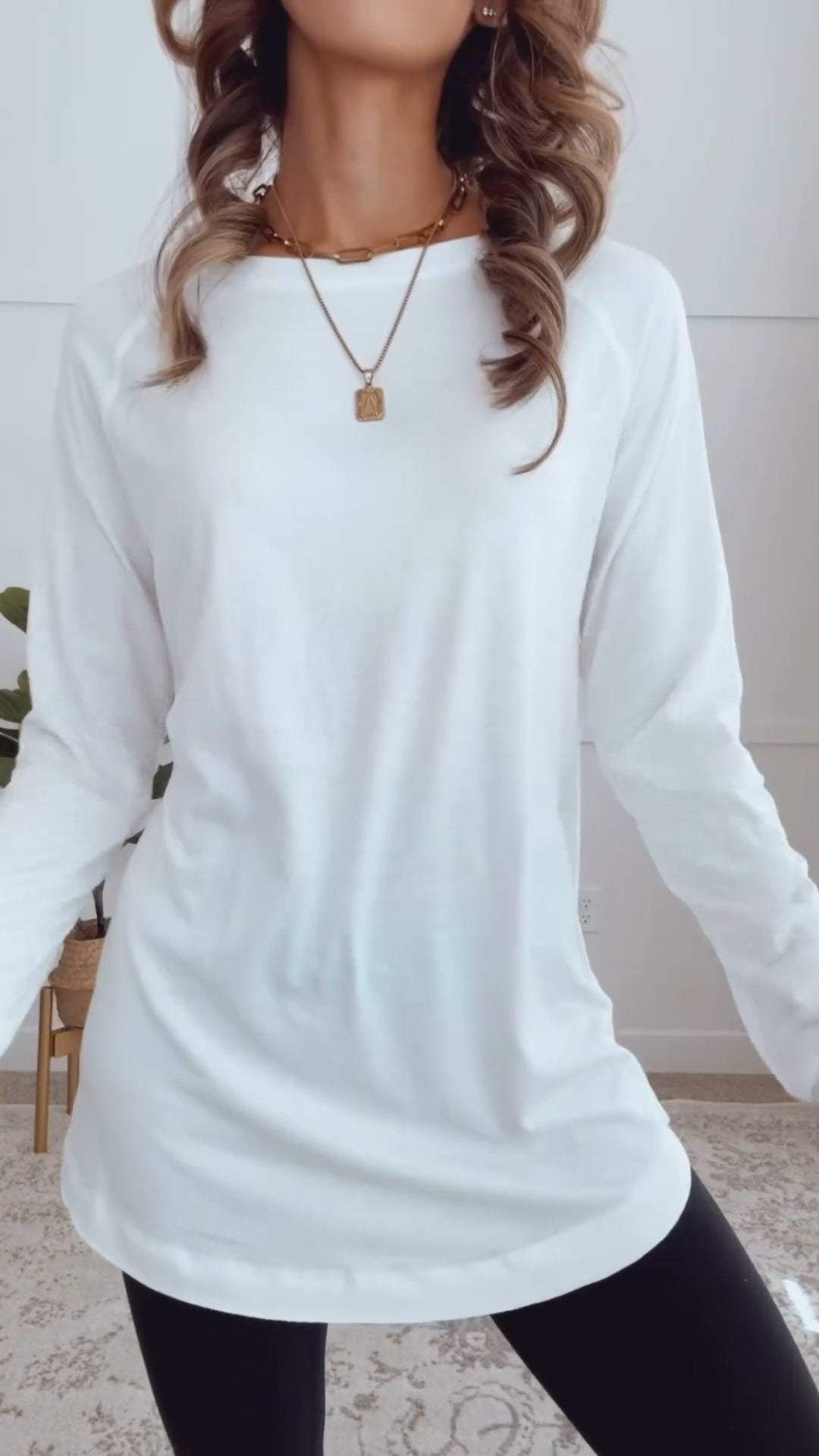 Round Neck Casual Solid Color Top-Comfort & Reliable
