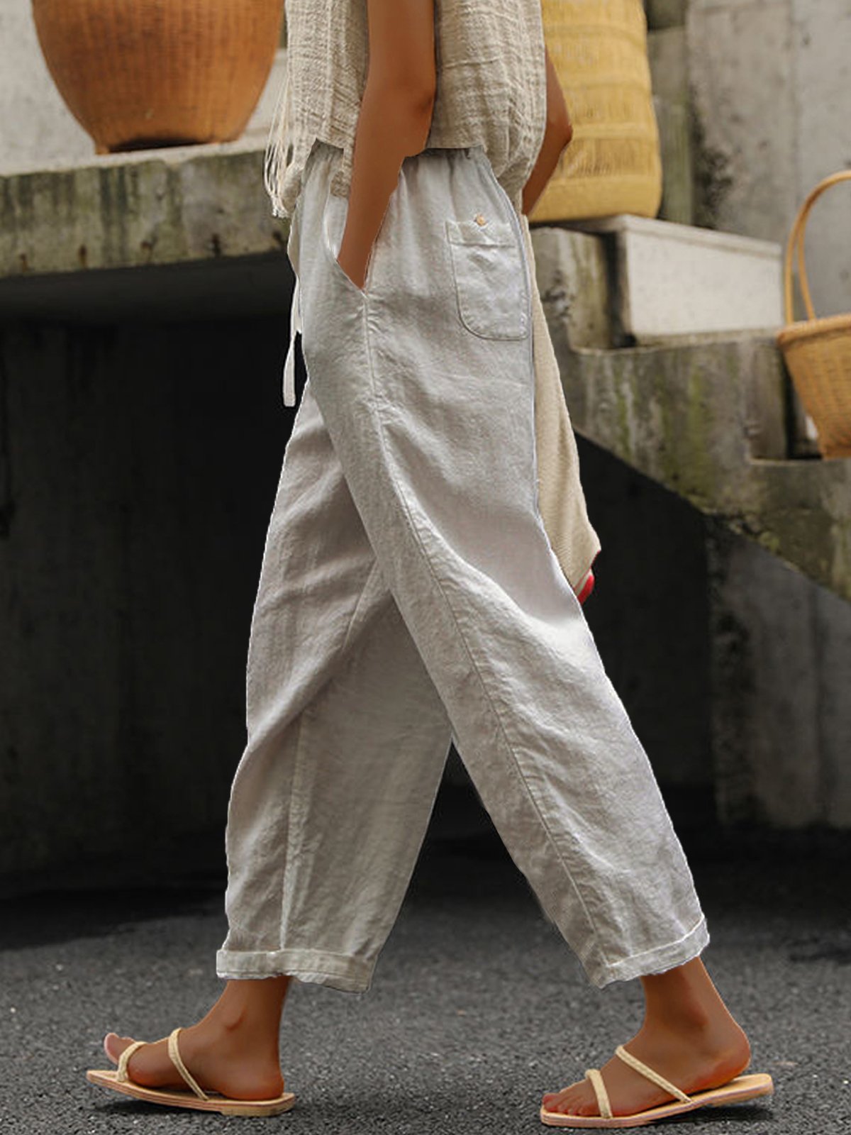 Women's Pure Color Elegant Casual Cotton Pants-Comfort & Reliable