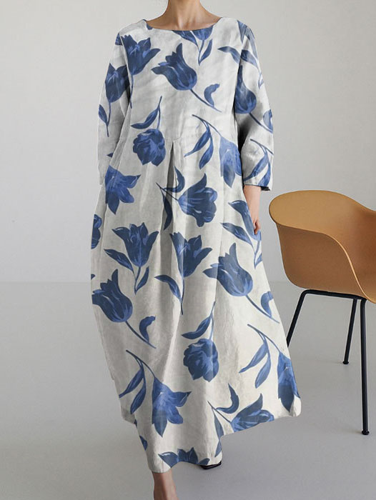 Casual Printed Long Sleeve Loose Dress-Comfort & Reliable