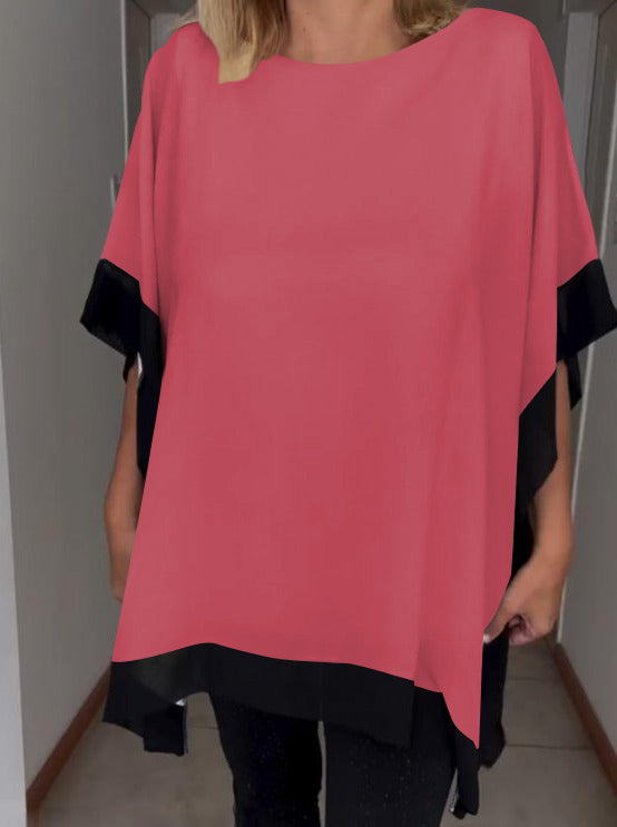 Contrast color patchwork casual top-Comfort & Reliable