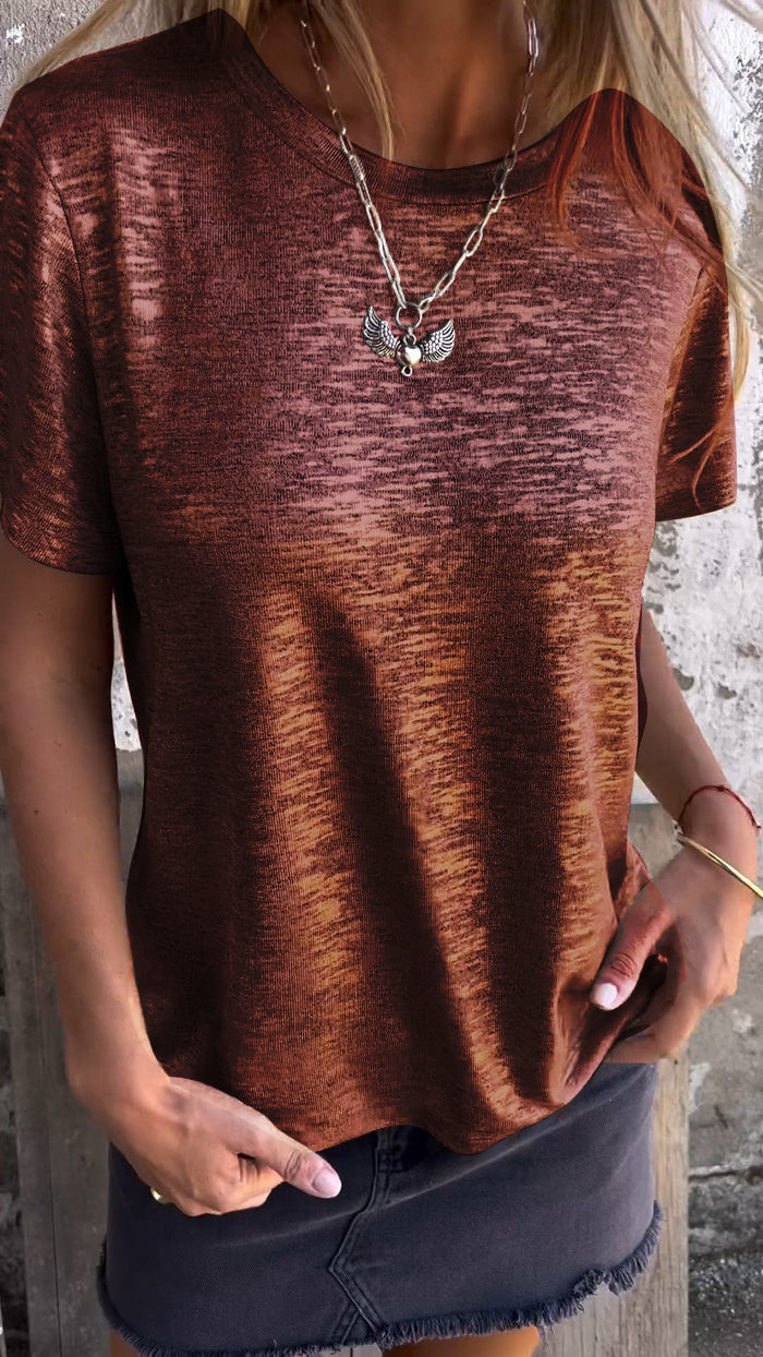 Hot Stamping Round Neck Short-sleeved T-shirt-Comfort & Reliable