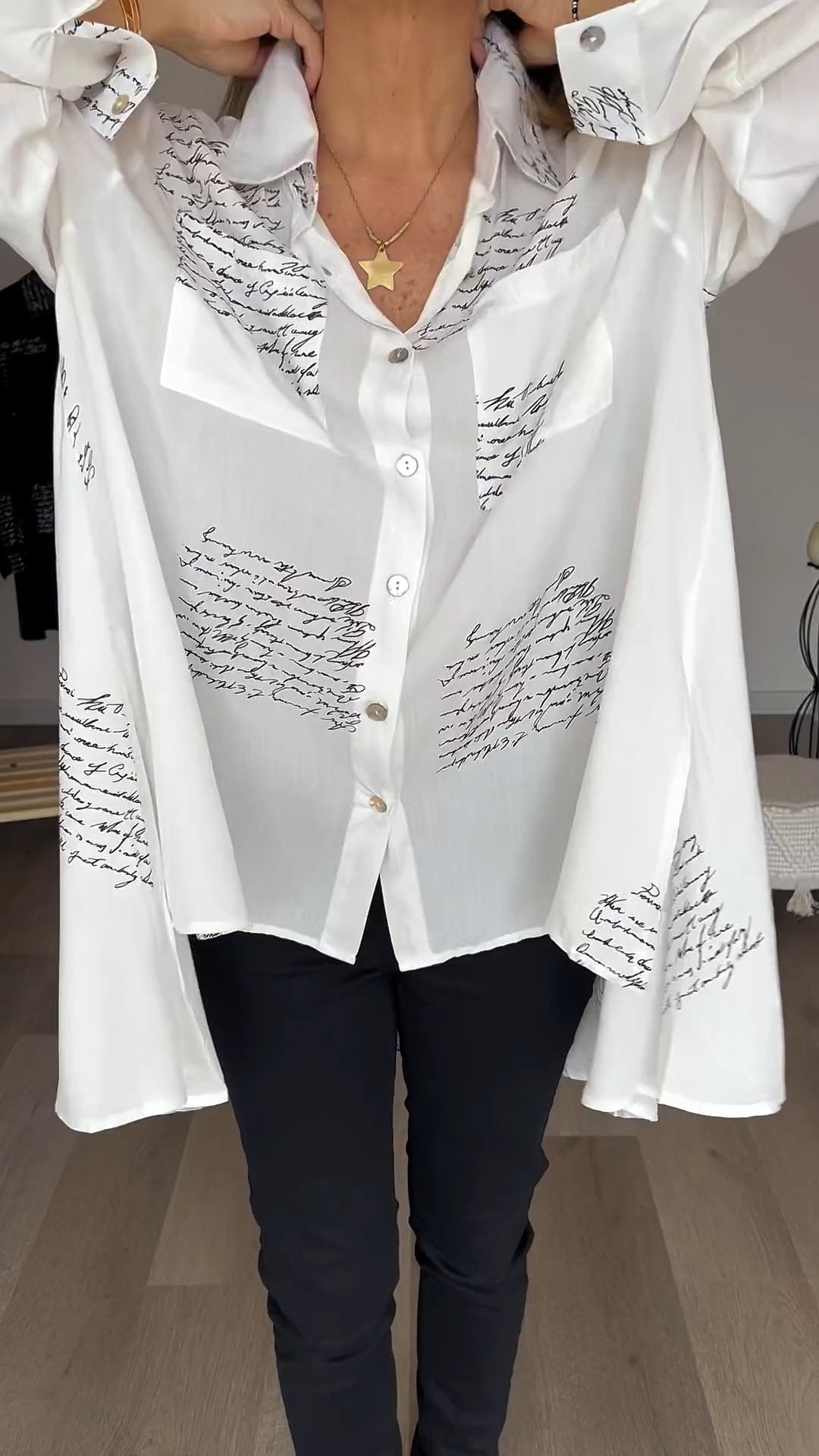 Letter Print Fashion Lapel Shirt-Comfort & Reliable