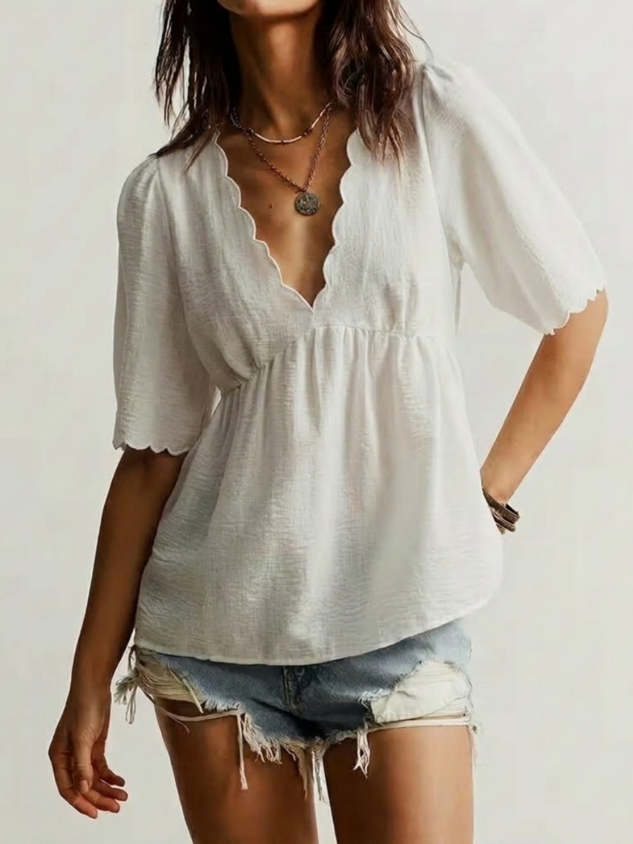 NEW ARRIVALS🔥Women's V-Neck Bohemian Puff Sleeve Shirt