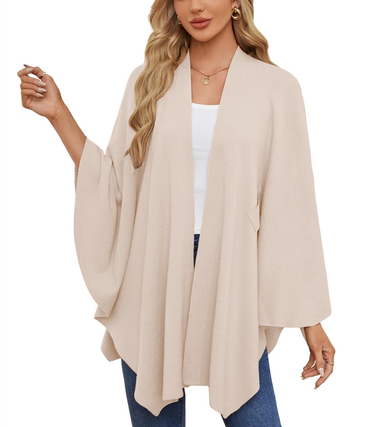 Women's Elegant Shawl Wraps Soft Open Front Poncho Sweater-Comfort & Reliable