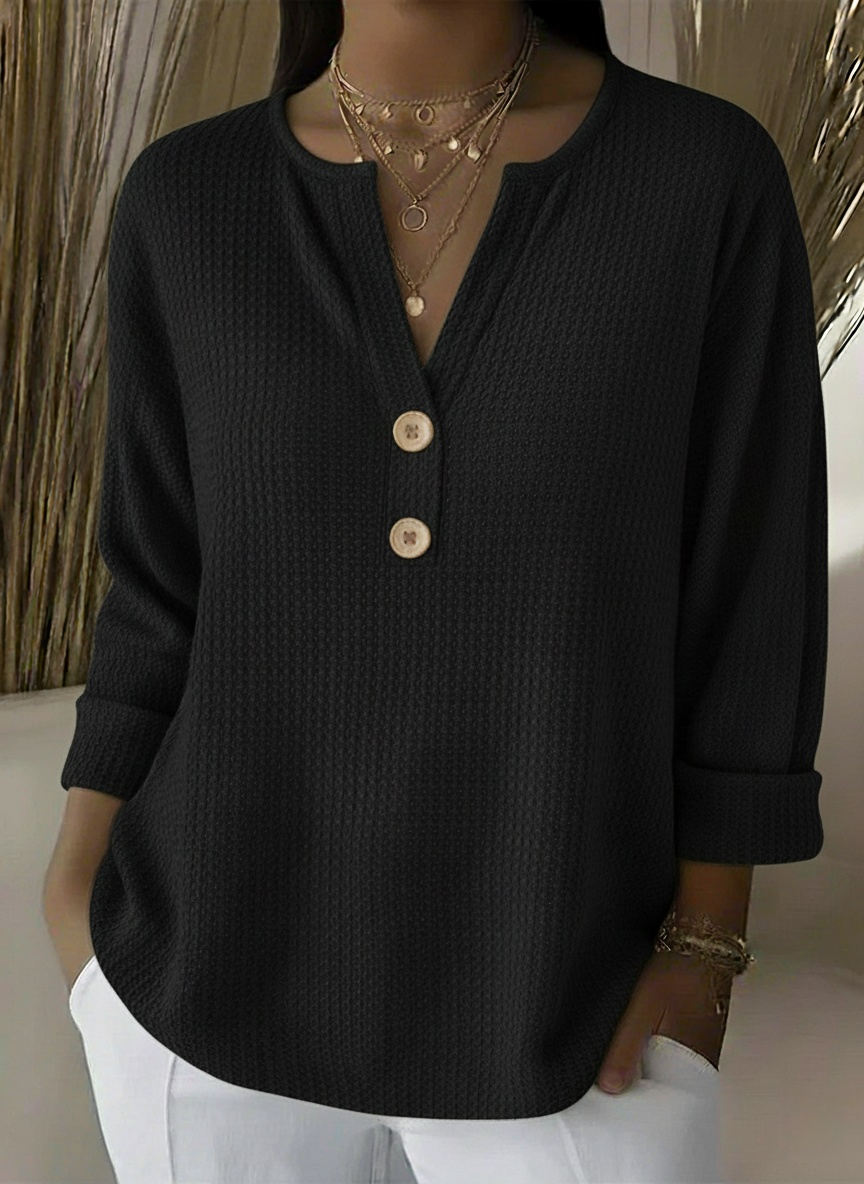CLEARANCE SALE🔥 Classic V-neck Button-down Waffle Sweater