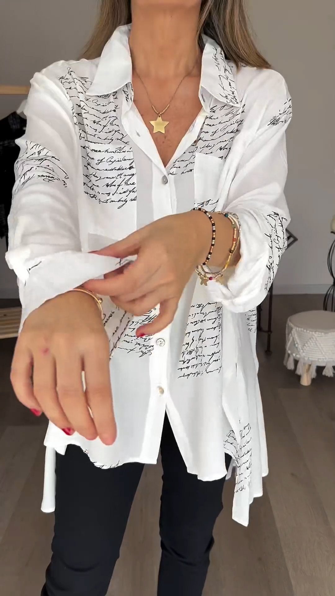 Letter Print Fashion Lapel Shirt-Comfort & Reliable
