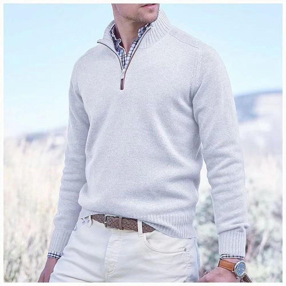 Men's Cashmere Zipper Basic Sweater