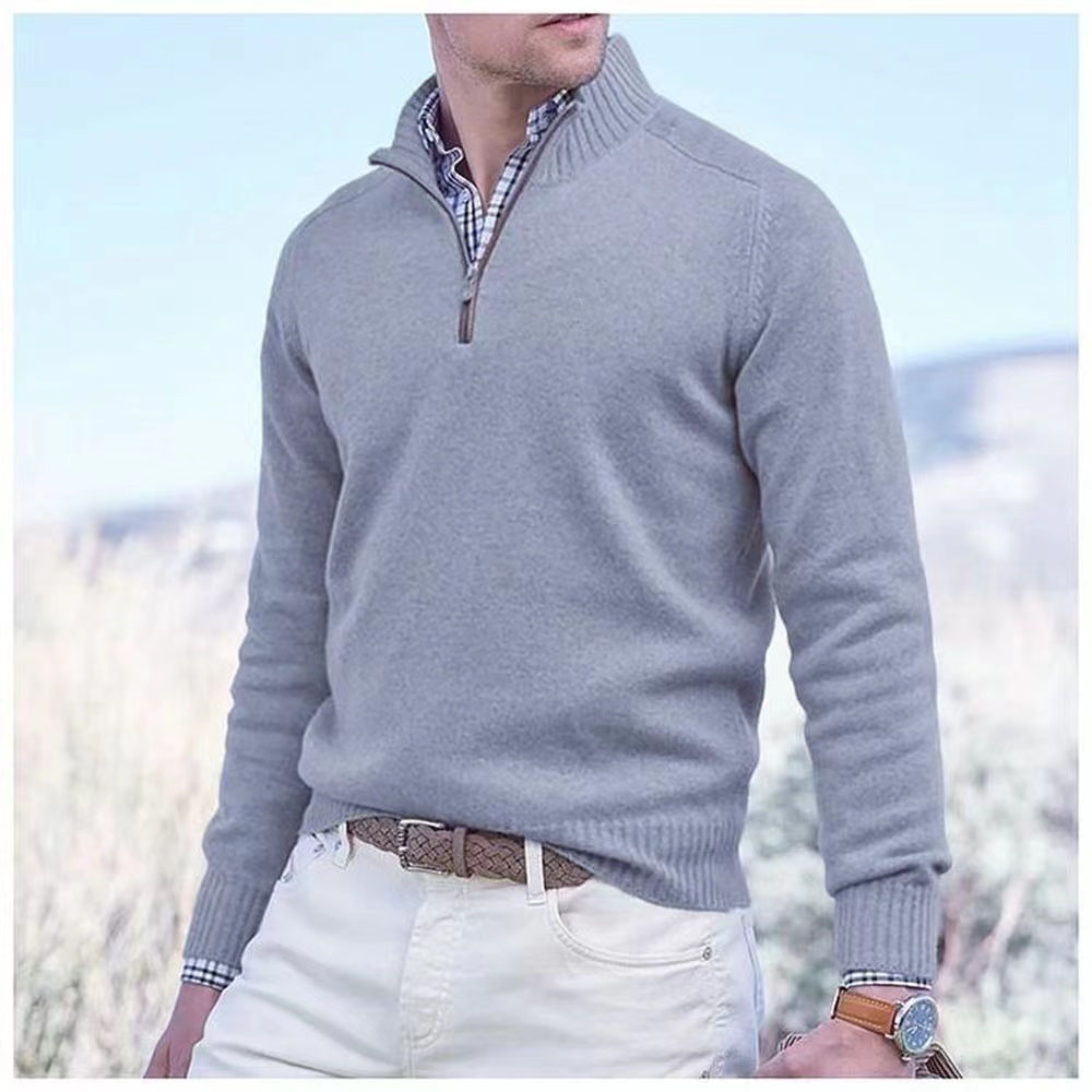Men's Cashmere Zipper Basic Sweater
