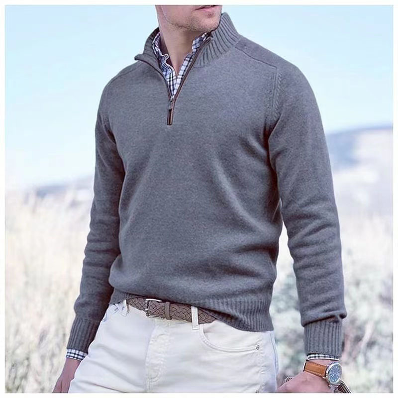 Men's Cashmere Zipper Basic Sweater