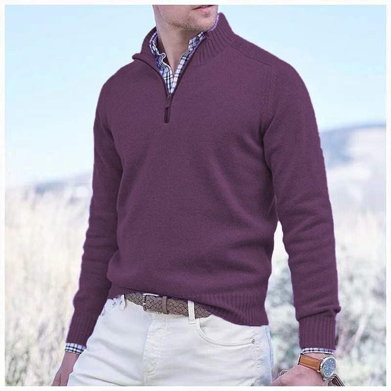 Men's Cashmere Zipper Basic Sweater