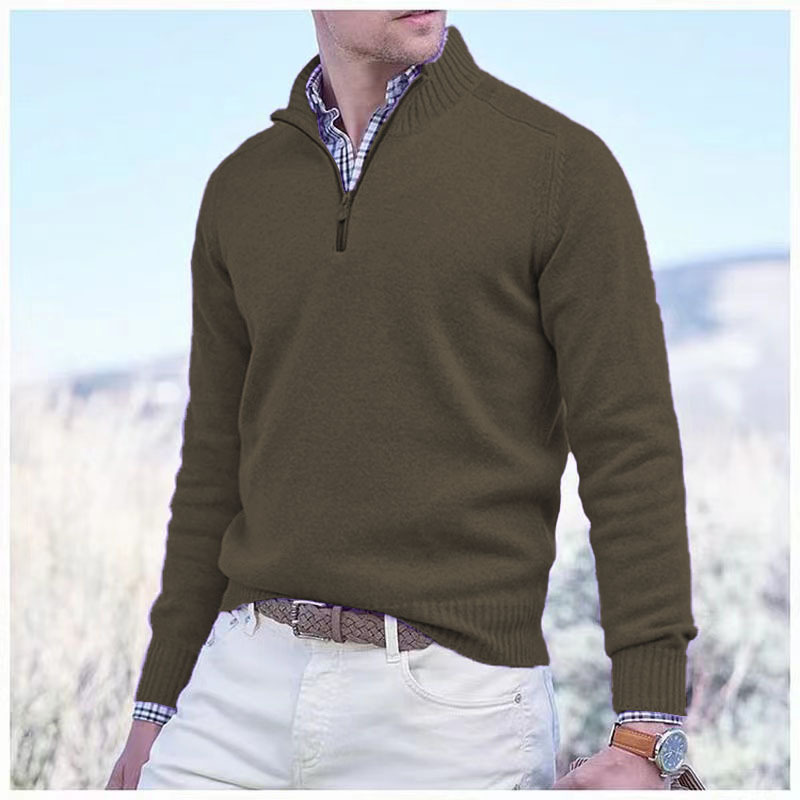 Men's Cashmere Zipper Basic Sweater