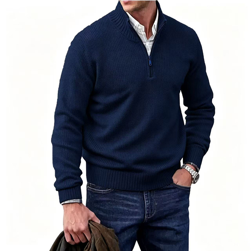 Men's Cashmere Zipper Basic Sweater