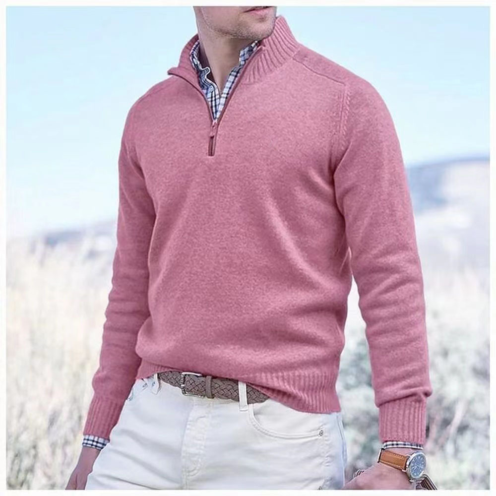 Men's Cashmere Zipper Basic Sweater