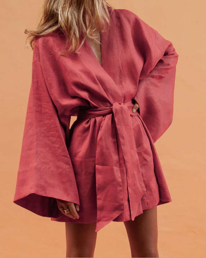 Casual Kimono Cotton Linen dress-Comfort & Reliable
