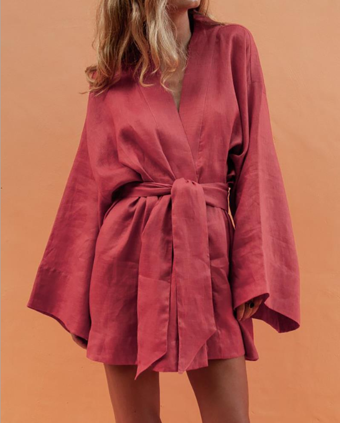 Casual Kimono Cotton Linen dress-Comfort & Reliable