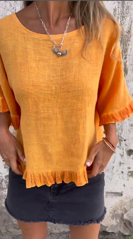 Fungus Hem Design Cotton and Linen Top-Comfort & Reliable