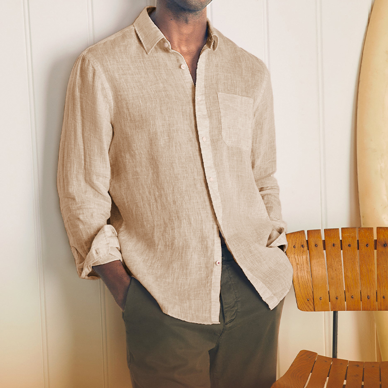 Gentleman's Casual Basic Cotton Linen Shirt-Comfort & Reliable