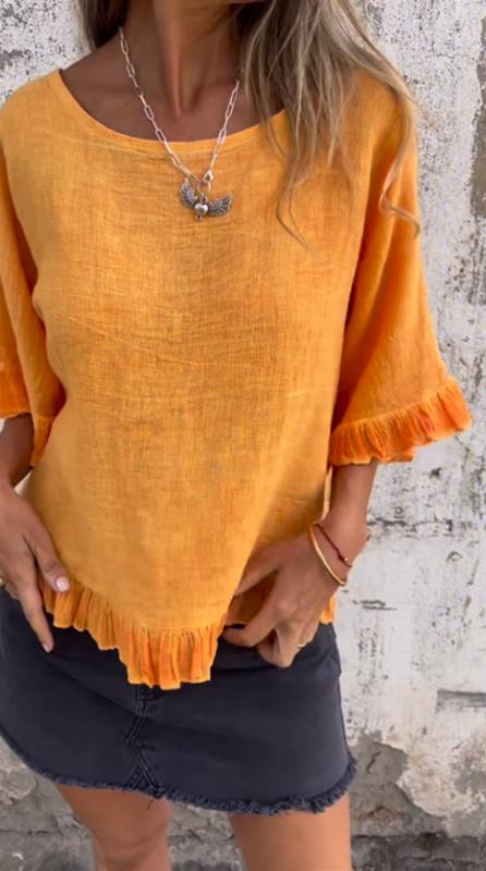 Fungus Hem Design Cotton and Linen Top-Comfort & Reliable