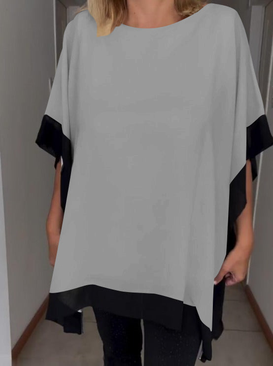 Contrast color patchwork casual top-Comfort & Reliable