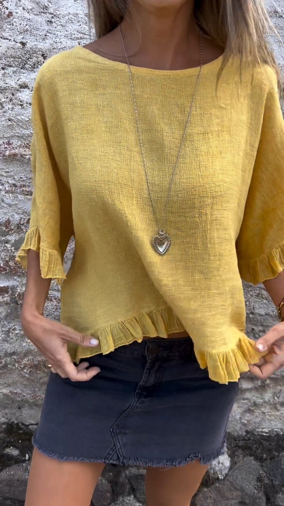 Fungus Hem Design Cotton and Linen Top-Comfort & Reliable