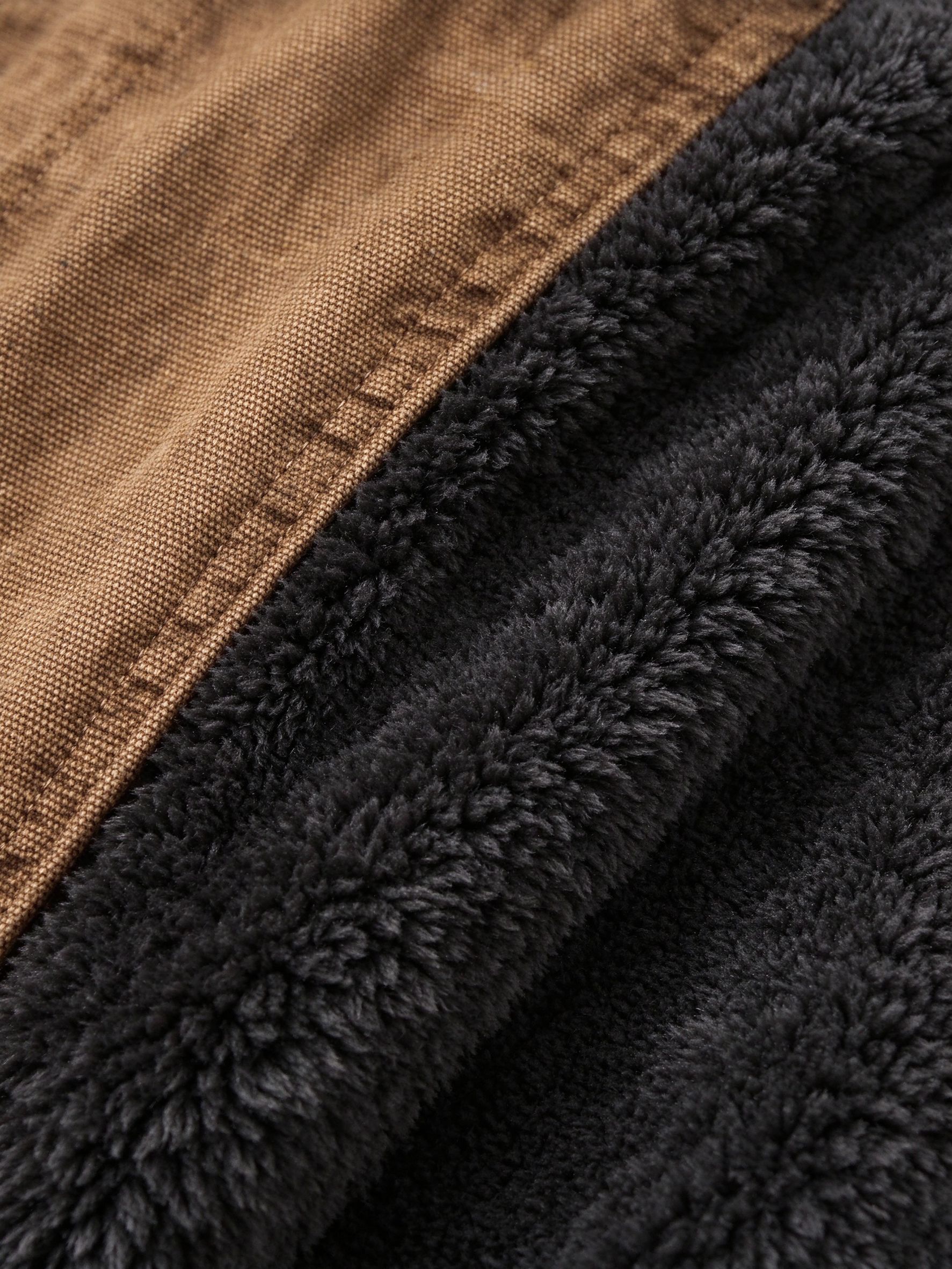 canvas and sherpa fabric macro