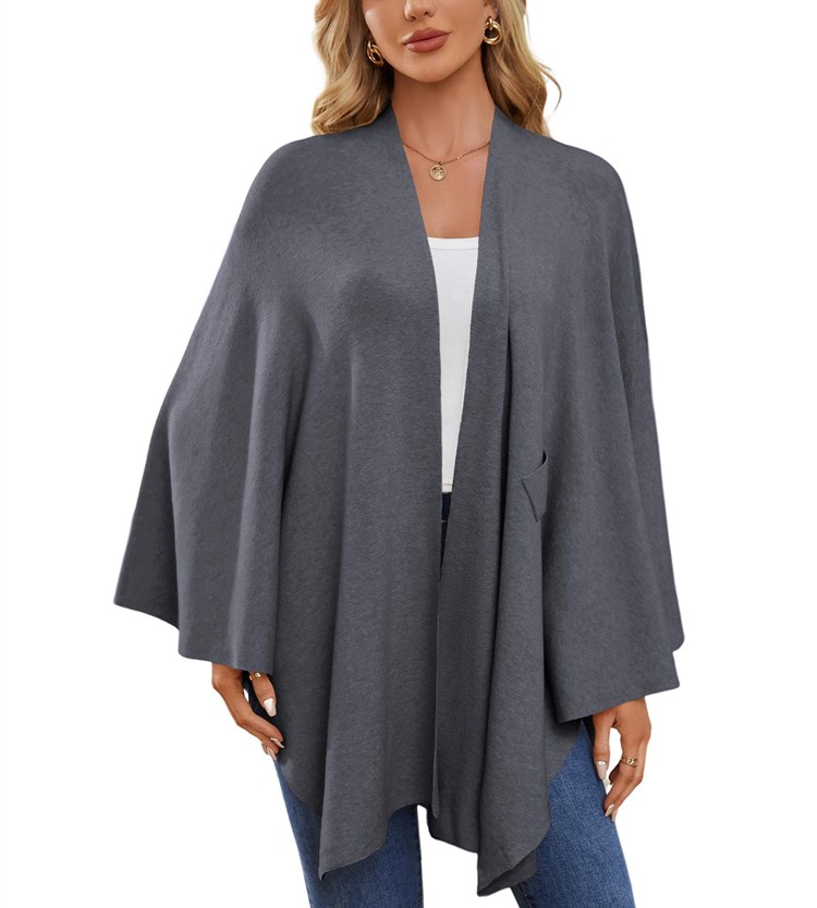 Women's Elegant Shawl Wraps Soft Open Front Poncho Sweater-Comfort & Reliable