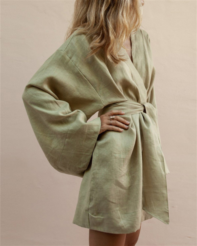 Casual Kimono Cotton Linen dress-Comfort & Reliable