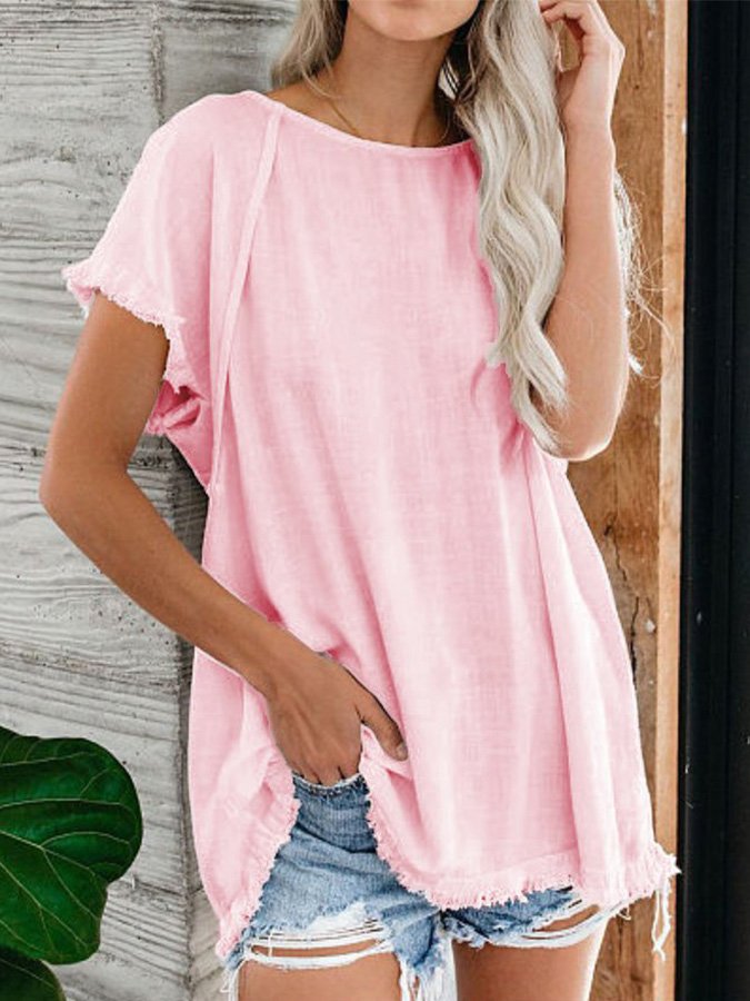 Women's Plain Tassel Casual Top-Comfort & Reliable