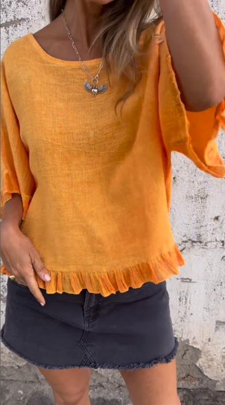 Fungus Hem Design Cotton and Linen Top-Comfort & Reliable