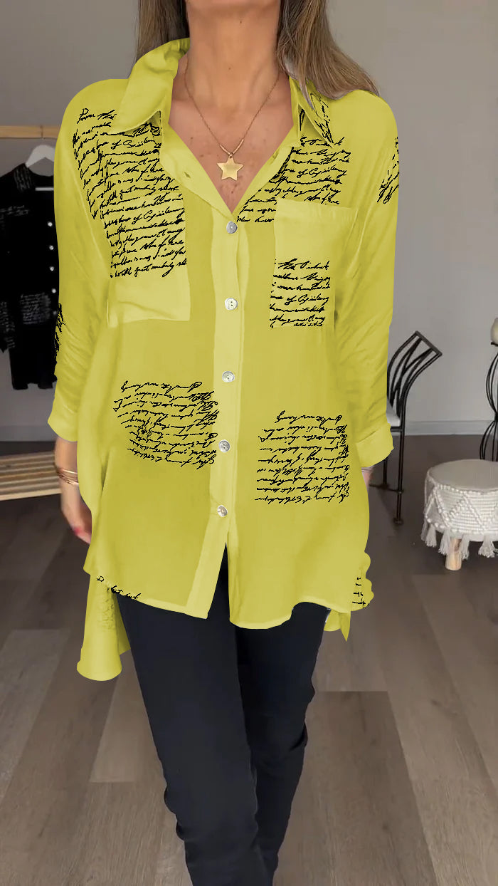 Letter Print Fashion Lapel Shirt-Comfort & Reliable