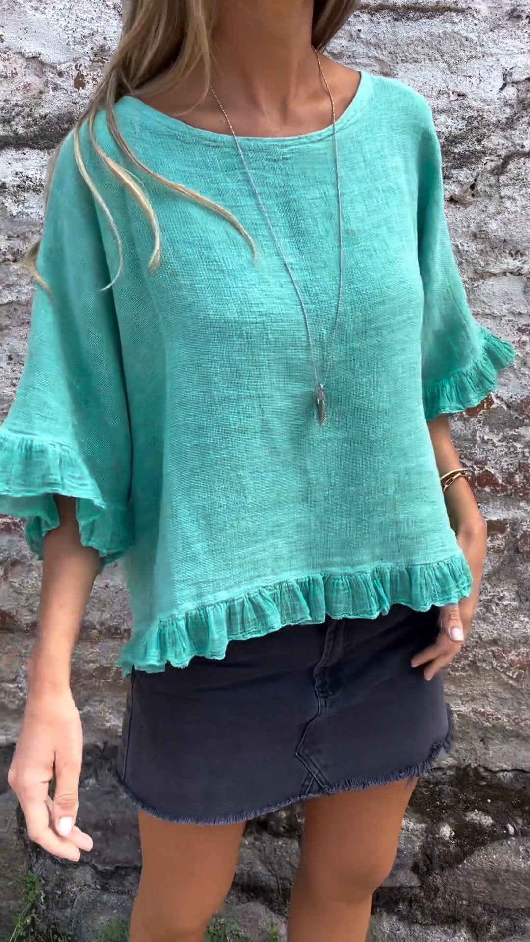Fungus Hem Design Cotton and Linen Top-Comfort & Reliable