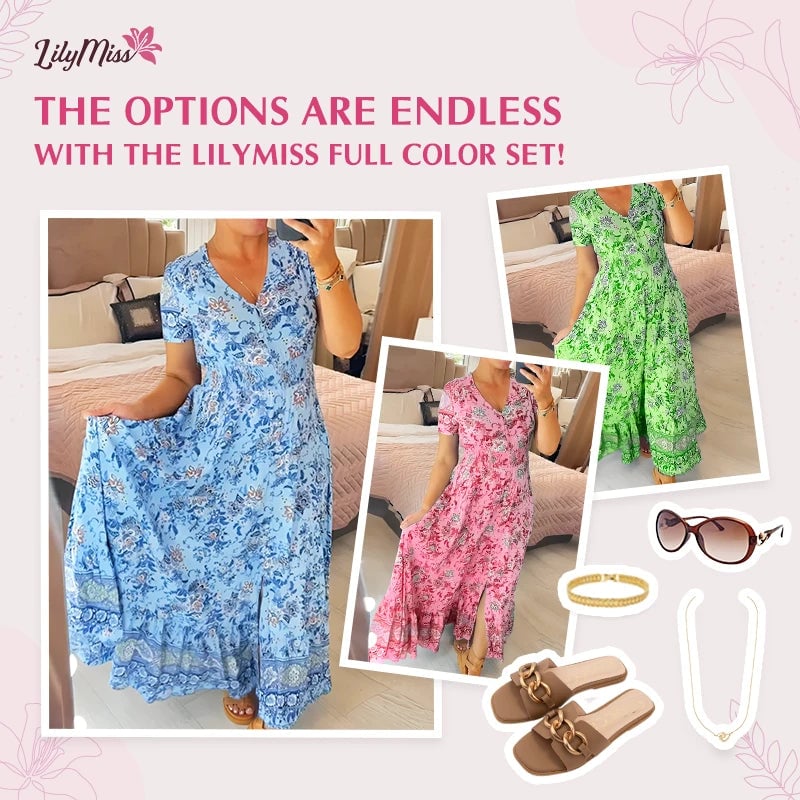 Floral Print V-neck Dress-Comfort & Reliable