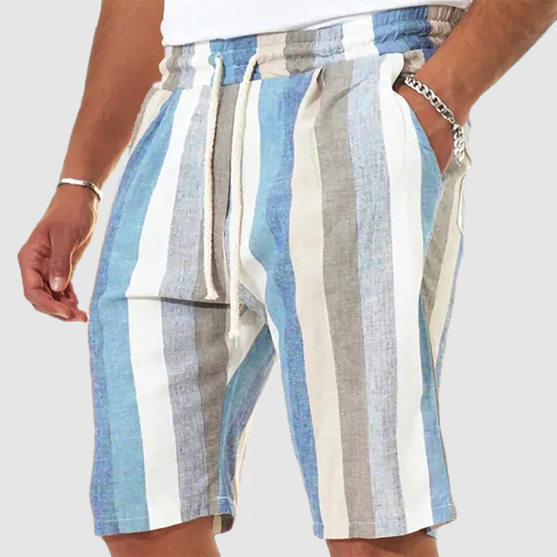 Men's Vacation Striped Cotton Linen Shorts-Comfort & Reliable