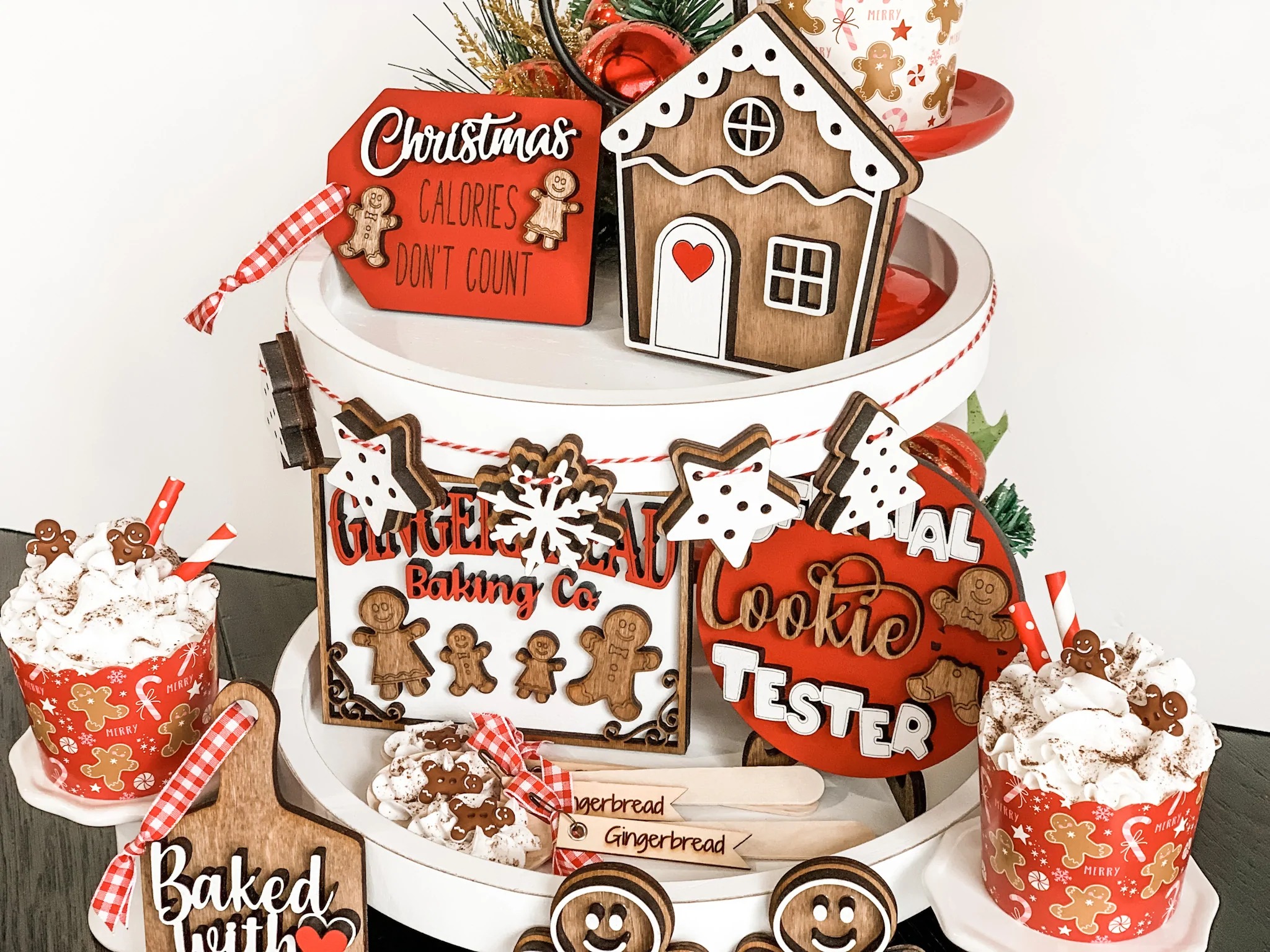 Gingerbread Tiered Tray Decor