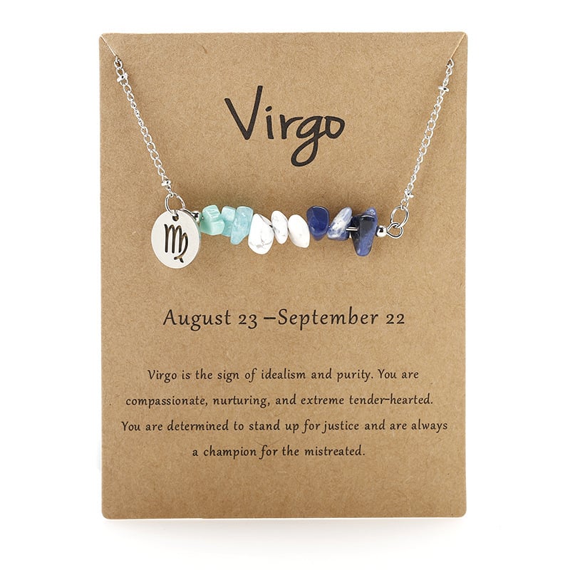 Last Day 50%OFF- Handmade Natural Stone Zodiac Sign Necklace
